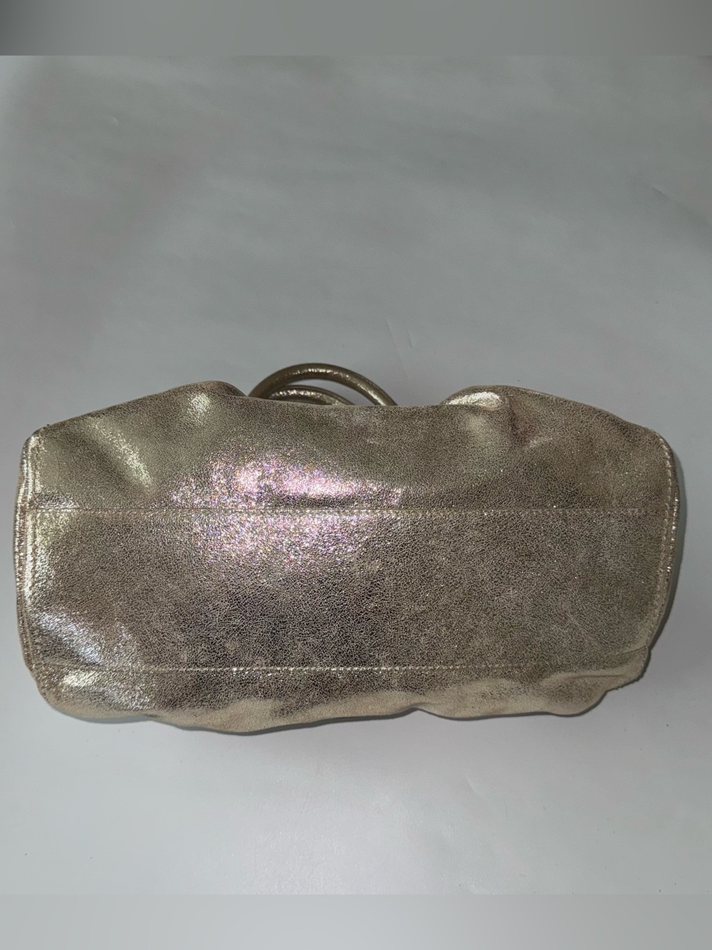 Vintage MOSCHINO Shimmering Gold Champagne Leather Italy Shoulder Hobo Bag - Picture 5 of 16